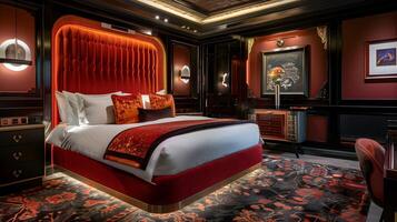Elegant Cruise Ship Master Bedroom Opulent Nautical Haven with Luxury and Comfort photo