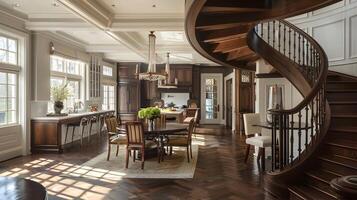 Upscale Urban Retreat Premier Kitchen and Refined Sitting Room Basking in Gentle Sunlight photo