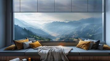 Tranquil Mountain Reading Nook A Cozy Sanctuary Amidst Stunning Scenery photo