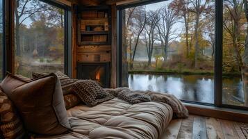 Tranquil Reading Nook Serene Solitude Amidst Natures Calm photo