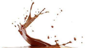 Dynamic Chocolate Splash on White Background photo