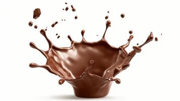 Dynamic Chocolate Splash on White Background photo