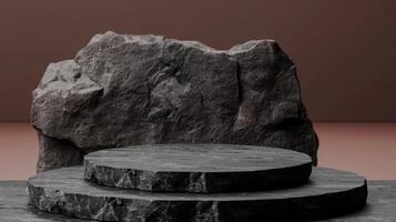Minimalist Black Rock Podium product display photo