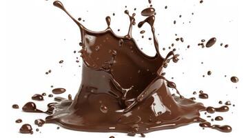 Dynamic Chocolate Splash on White Background photo