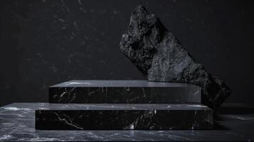 Minimalist Black Rock Podium product display photo