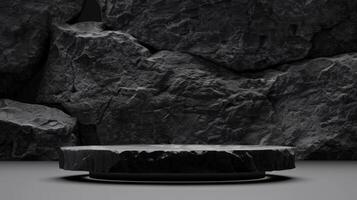 Minimalist Black Rock Podium product display photo