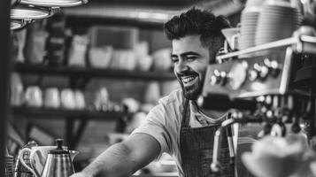 Lifestyle image smiling barista at work photo