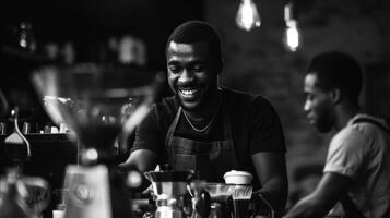 Lifestyle image smiling barista at work photo