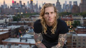 Black Tshirt mockup, featuring a rebel look male model photo