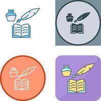 Unique Quill and Book Icon Design vector