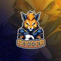 Soccer mascot logo design for badge, emblem, esport and t-shirt printing vector