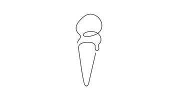 Ice cream continuous line art drawing style. Animation design element. alpha channel transparency video