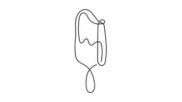 Ice cream continuous line art drawing style. Animation design element. alpha channel transparency video