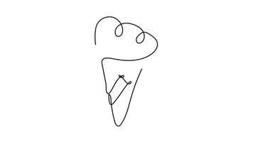 Ice cream continuous line art drawing style. Animation design element. alpha channel transparency video