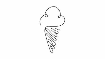 Ice cream continuous line art drawing style. Animation design element. alpha channel transparency video