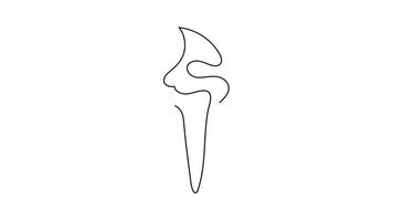 Ice cream continuous line art drawing style. Animation design element. alpha channel transparency video