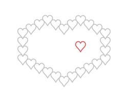 gris corazón con un pequeño rojo corazón. ilustración de amor aislado en blanco antecedentes en plano estilo. San Valentín día. rojo. vector