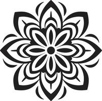 Sacred Geometry Symphony Black Emblem Showcasing Mandala in Enchanting Elegance Monochrome Mandala with Intricate vector