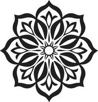 Infinite Harmony Monochromatic Mandala Emblem Featuring Pattern Zen Blossom Elegant Black with Mandala in vector