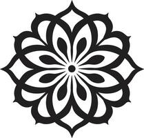 Eternal Harmony Black Emblem with Intricate Mandala Pattern in Zenith of Zen Mandala Featuring Elegant Black Pattern vector