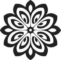 Divine Radiance Sleek Mandala with Intricate Pattern in Black Soulful Symmetry Monochrome Emblem Showcasing Mandala in Elegant vector