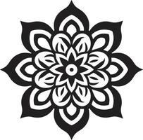 Enchanting Radiance Depicting Mandala in Sleek Black Infinite Harmony Monochromatic Mandala Emblem Featuring Pattern vector