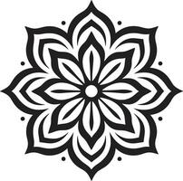 Zen Blossom Elegant Black with Mandala in Divine Mandala Mandala Pattern in Sleek Black Emblem vector