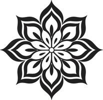 Enigmatic Elegance with Intricate Mandala Pattern in Black Infinite Serenity Monochrome Emblem Depicting Mandala in vector