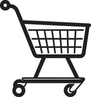 Shop Serenity Elegant Black with Shopping Trolley Elegance in Every Aisle Black Shopping Trolley Emblem in vector