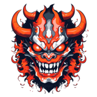 Japanese oni mask illustration created by AI png