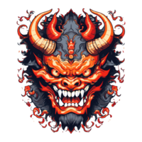 Japanese oni mask illustration created by AI png