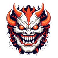 Japanese oni mask illustration created by AI png