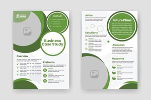 Case Study Layout Template. Minimalist Business Report with Simple Design with Green Elements. vector