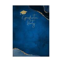 Blue Golden Frame Graduate Card vector