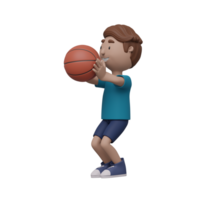 A cartoon boy is playing basketball with a ball png