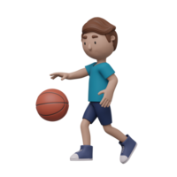 A cartoon boy is playing basketball with a ball png