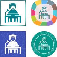 Unique Studying on Desk Icon Design vector