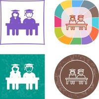 Unique Students Sitting Icon Design vector