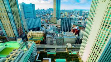 A timelapse of highway at the urban city in Tokyo wide shot zoom video