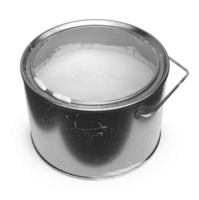 scratched metal paint can, with white paint inside the can, spattering with white drops, can with handle png