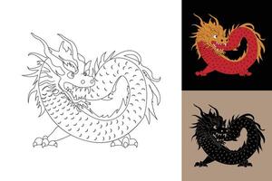 Chinese dragon outline . Hand-drawn dragon icon for logo. vector