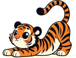 curieuse dessin animé tigre lionceau rampant png