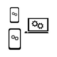 set of computer gear icons vector