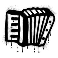 Accordion instrument graffiti drawn with black spray paint vector