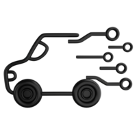 High tech car clipart black line design icon isolated on transparent background, 3D render technology and AI concept png