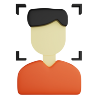 Face authentication or face scan clipart flat design icon isolated on transparent background, 3D render technology and cyber security concept png