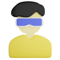 Virtual reality or VR headset clipart flat design icon isolated on transparent background, 3D render technology and cyber security concept png