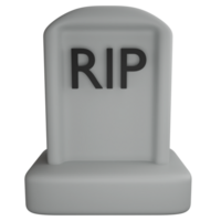 Headstone RIP clipart flat design icon isolated on transparent background, 3D render Halloween concept png