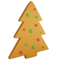 Gingerbread Christmas tree clipart flat design icon isolated on transparent background, 3D render Christmas and New year concept png