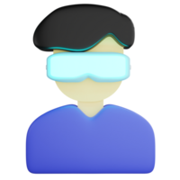 Virtual reality or VR headset clipart flat design icon isolated on transparent background, 3D render technology and cyber security concept png